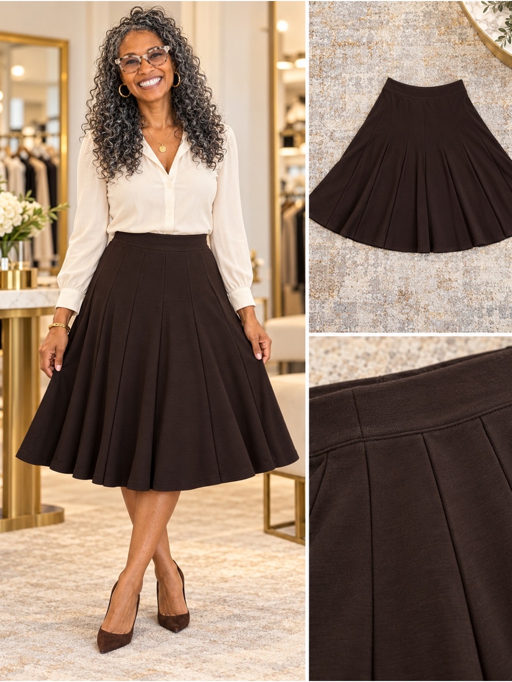 Classic Dark Brown Classic Circle Skirt - ISDA & CO Size 4